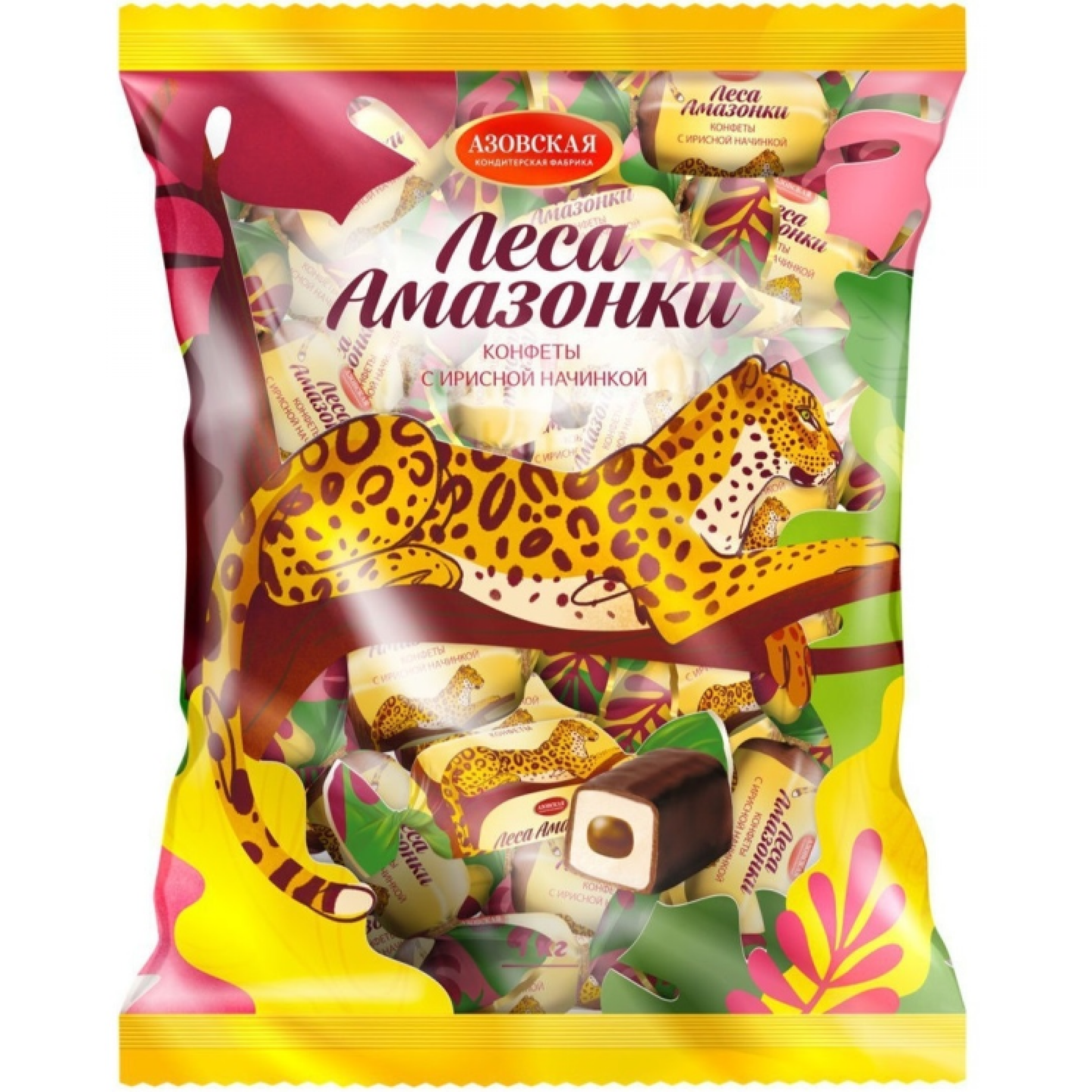 Глазированные помадные конфеты Леса Амазонки 250 г Азовская кондитерская фабрика