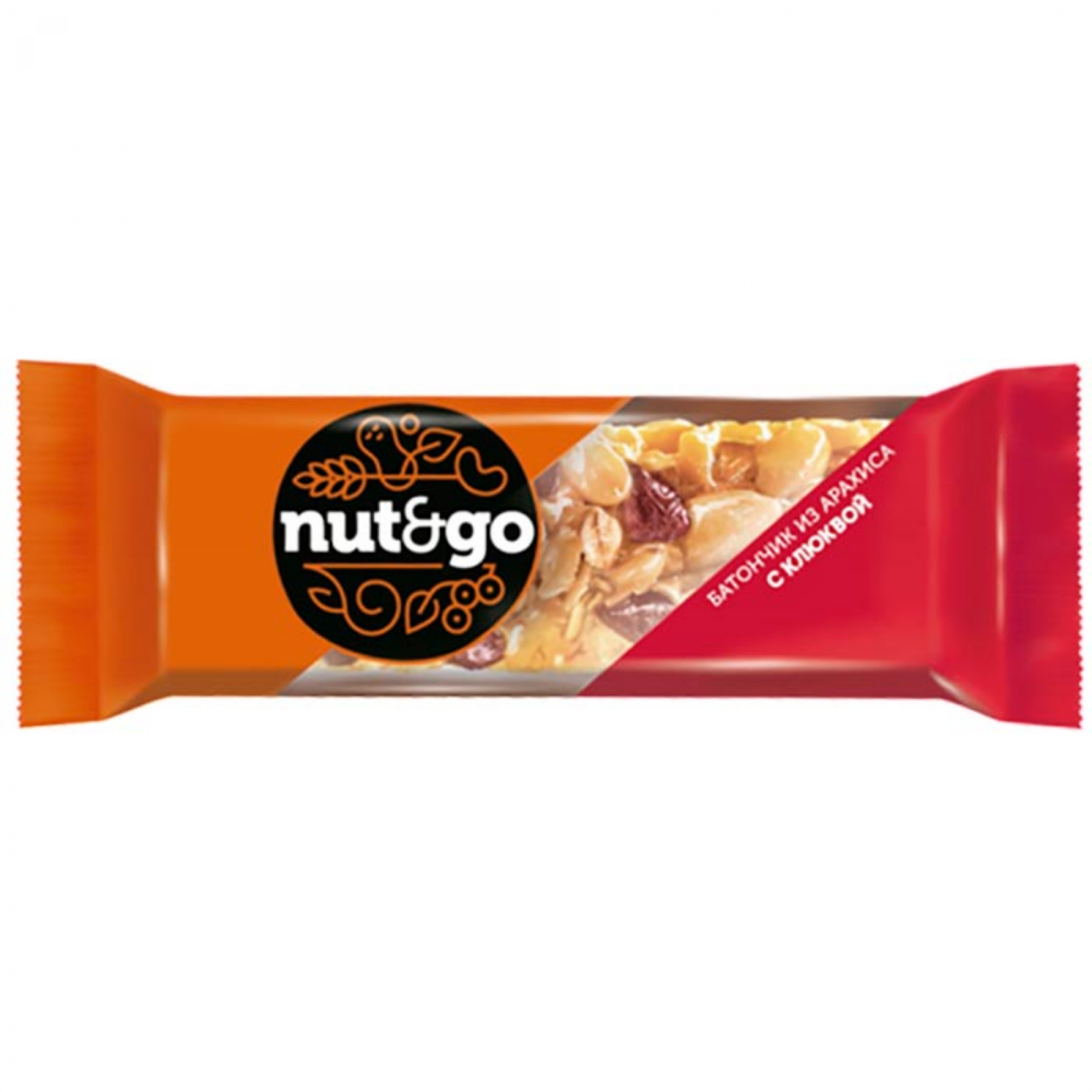 Батончик Nut & Go из арахиса и клюквы 42 г