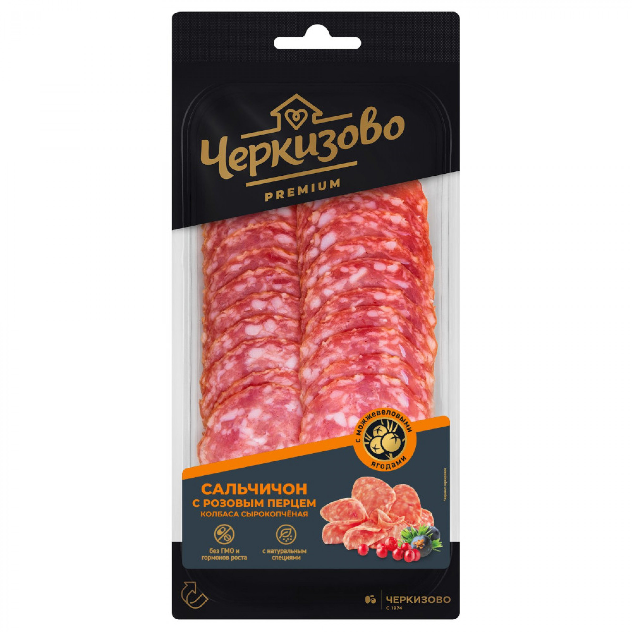 Сырокопченая колбаса Сальчичон с розовым перцем Черкизово (средний вес: 85 г)