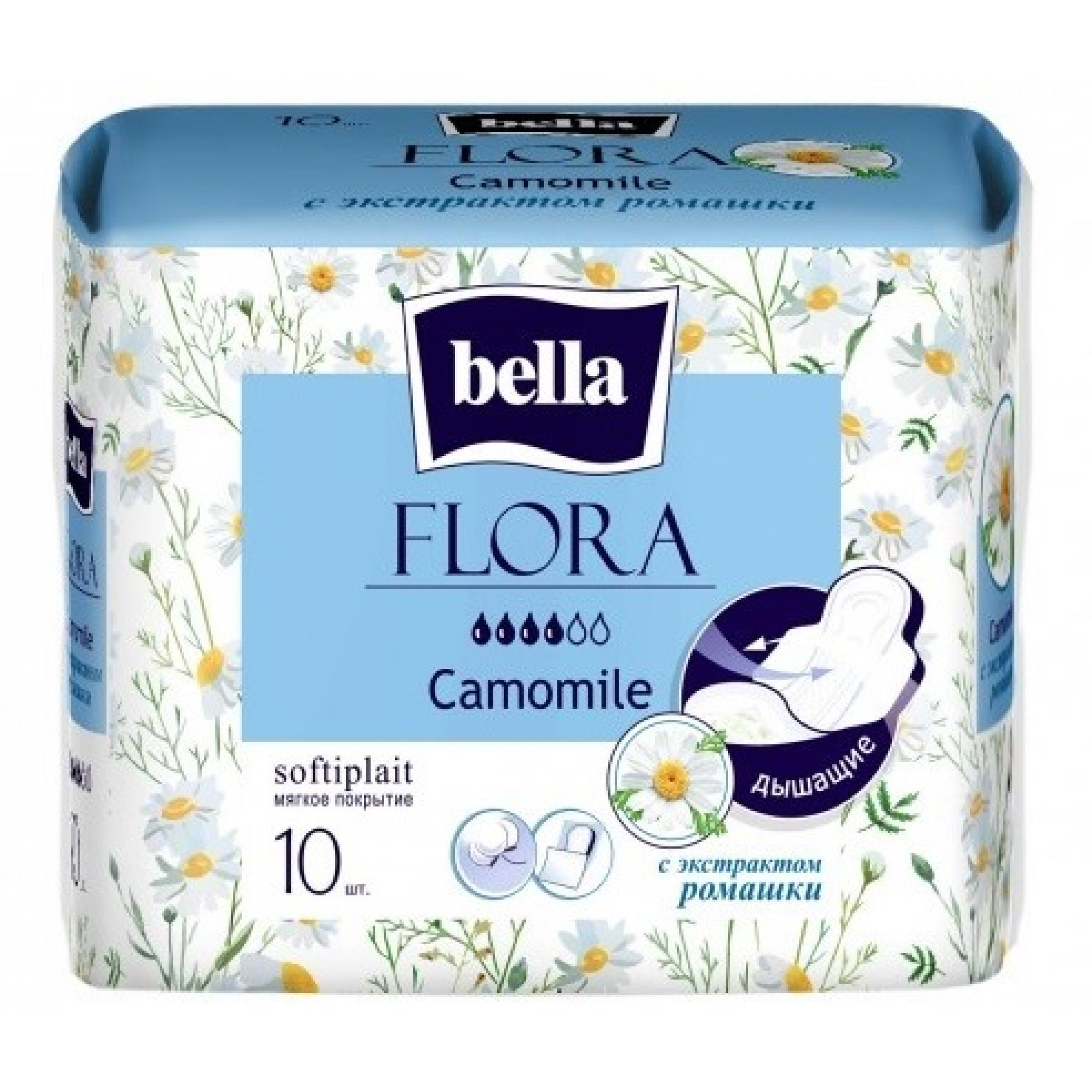 Прокладки гигиенические Bella Flora с экстрактом ромашки, 10 шт.
