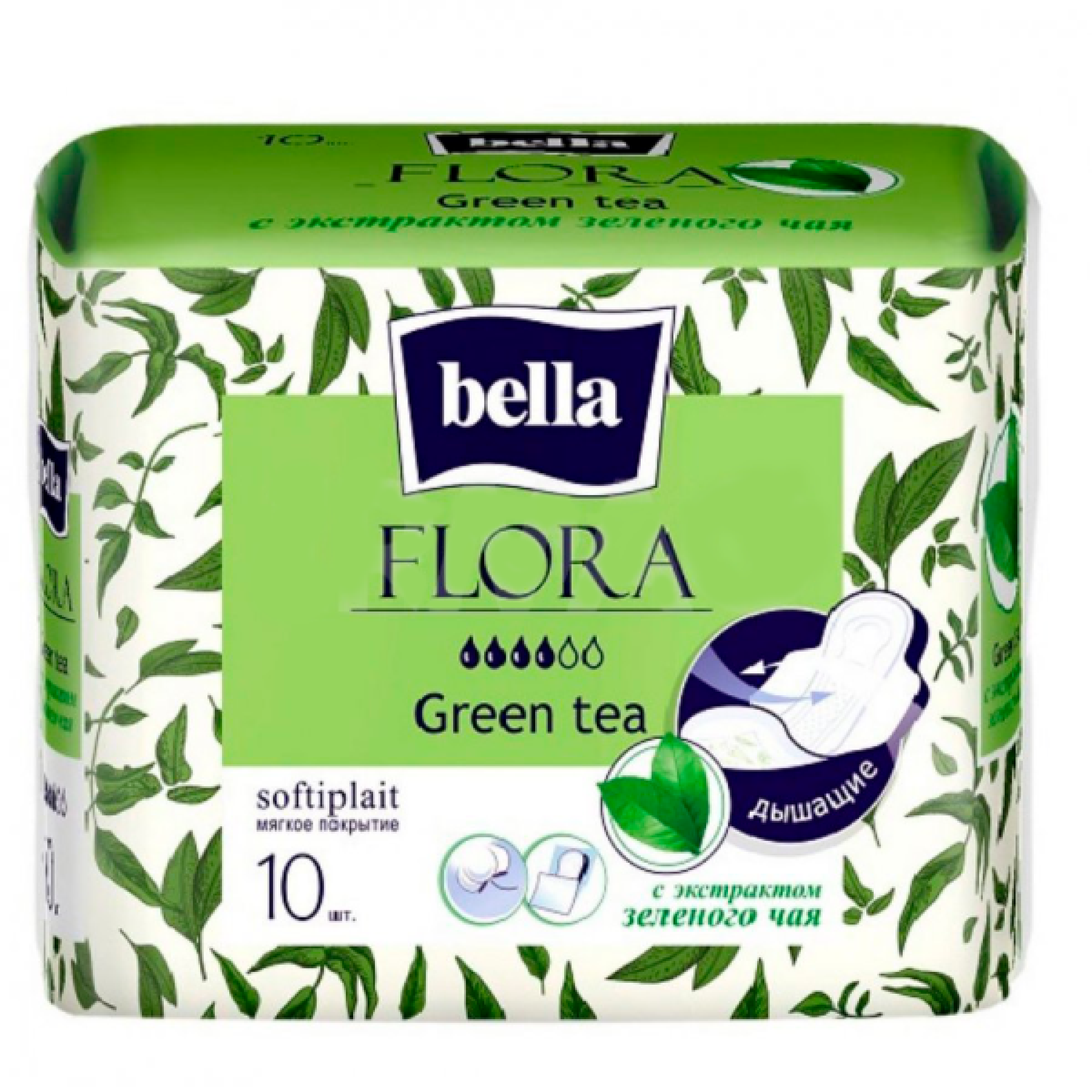Прокладки гигиенические Bella Flora с экстрактом зеленого чая, 10 шт.