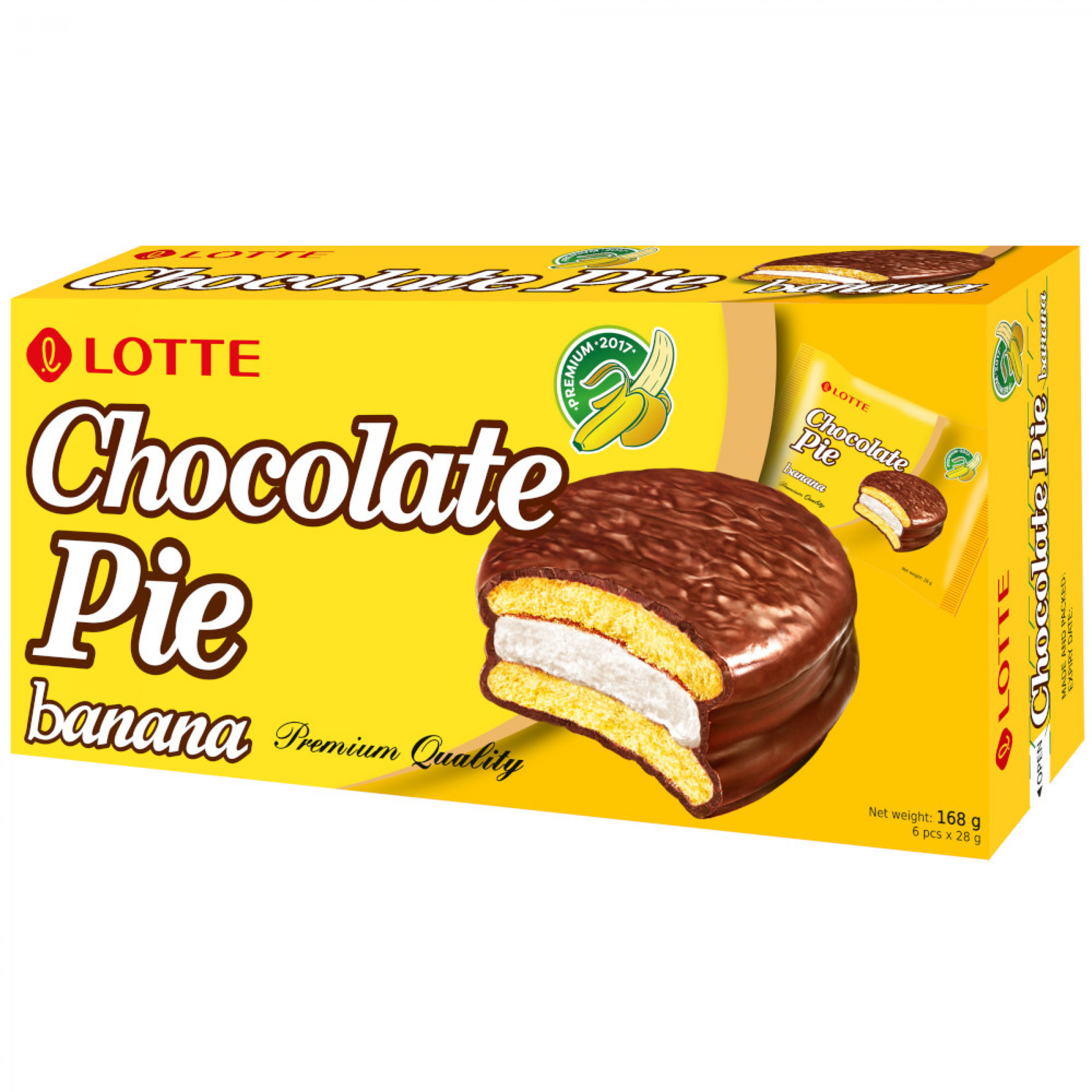 Пирожное Chocolate Pie со вкусом банана LOTTE, 168 г
