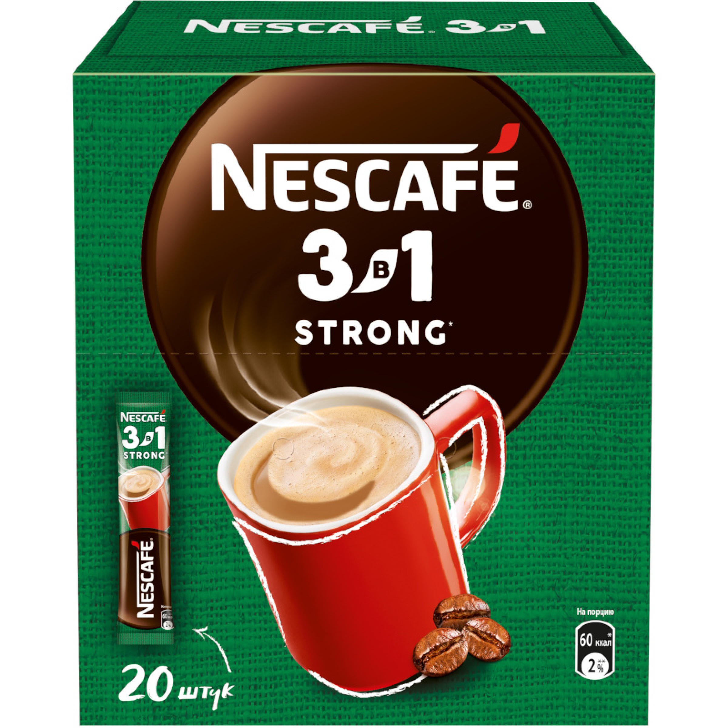 Кофейный напиток Nescafe 3в1 Крепкий, 20 шт. по 14,5 г