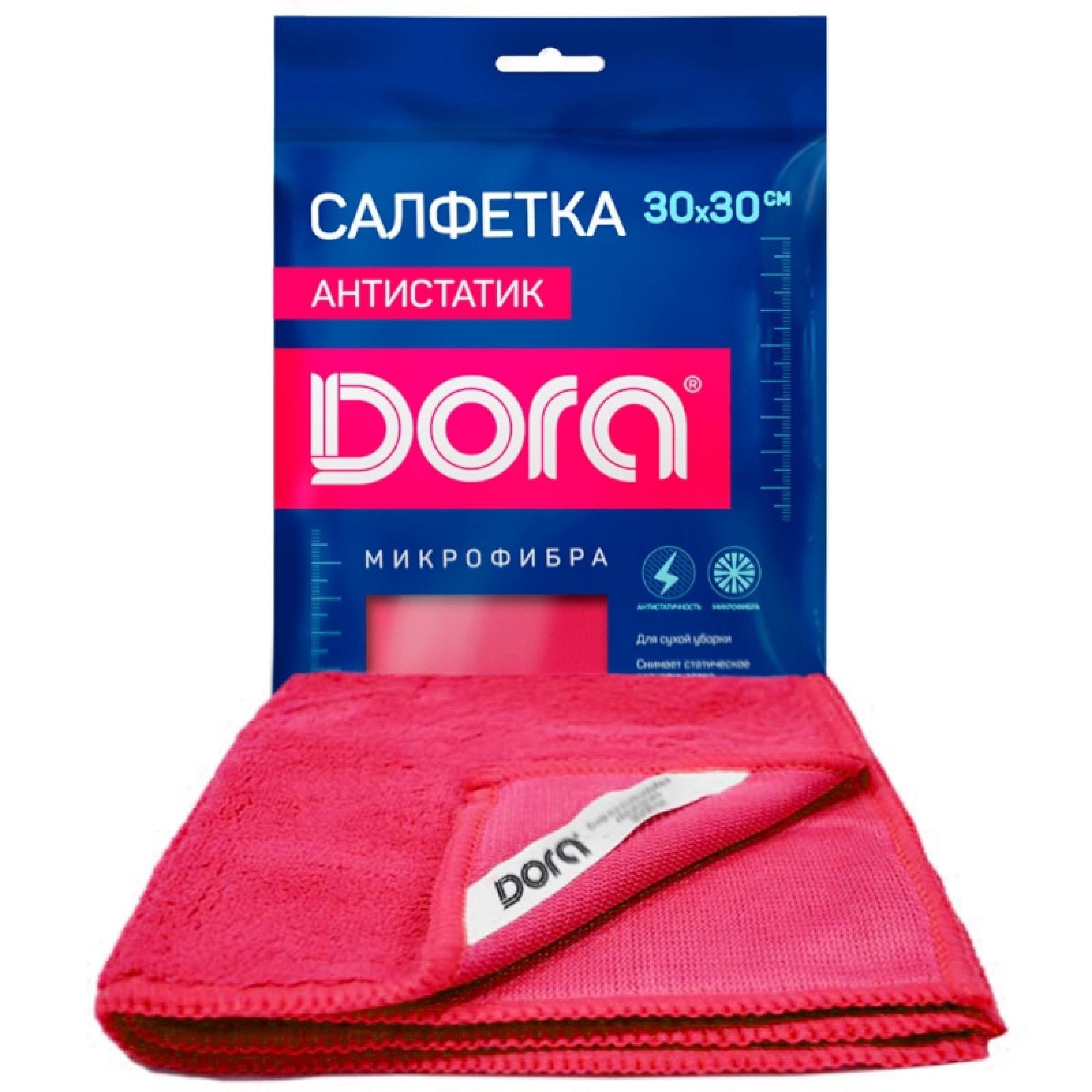 Салфетка из микрофибры Dora Антистатик 30 х 30 см, 1 шт.