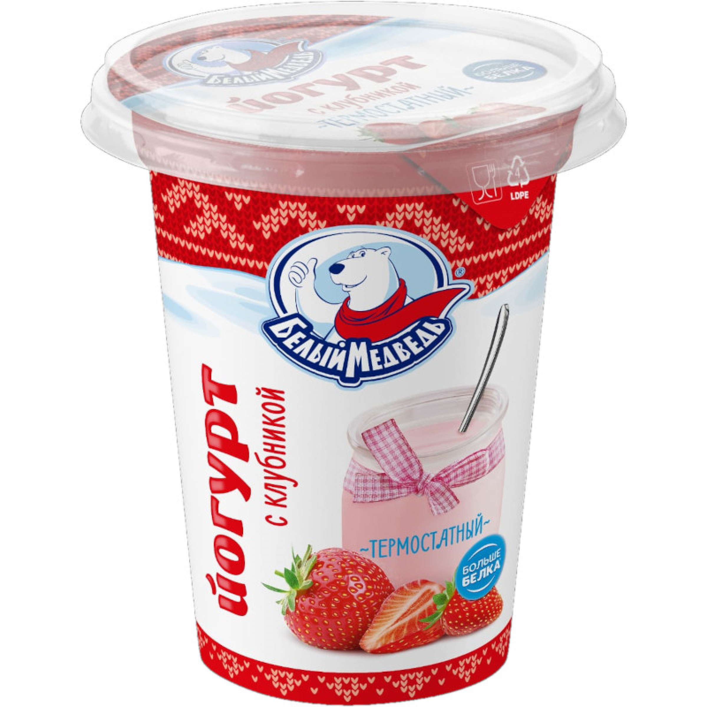 Термостатный йогурт Белый Медведь Клубника 3,2 % 290 г