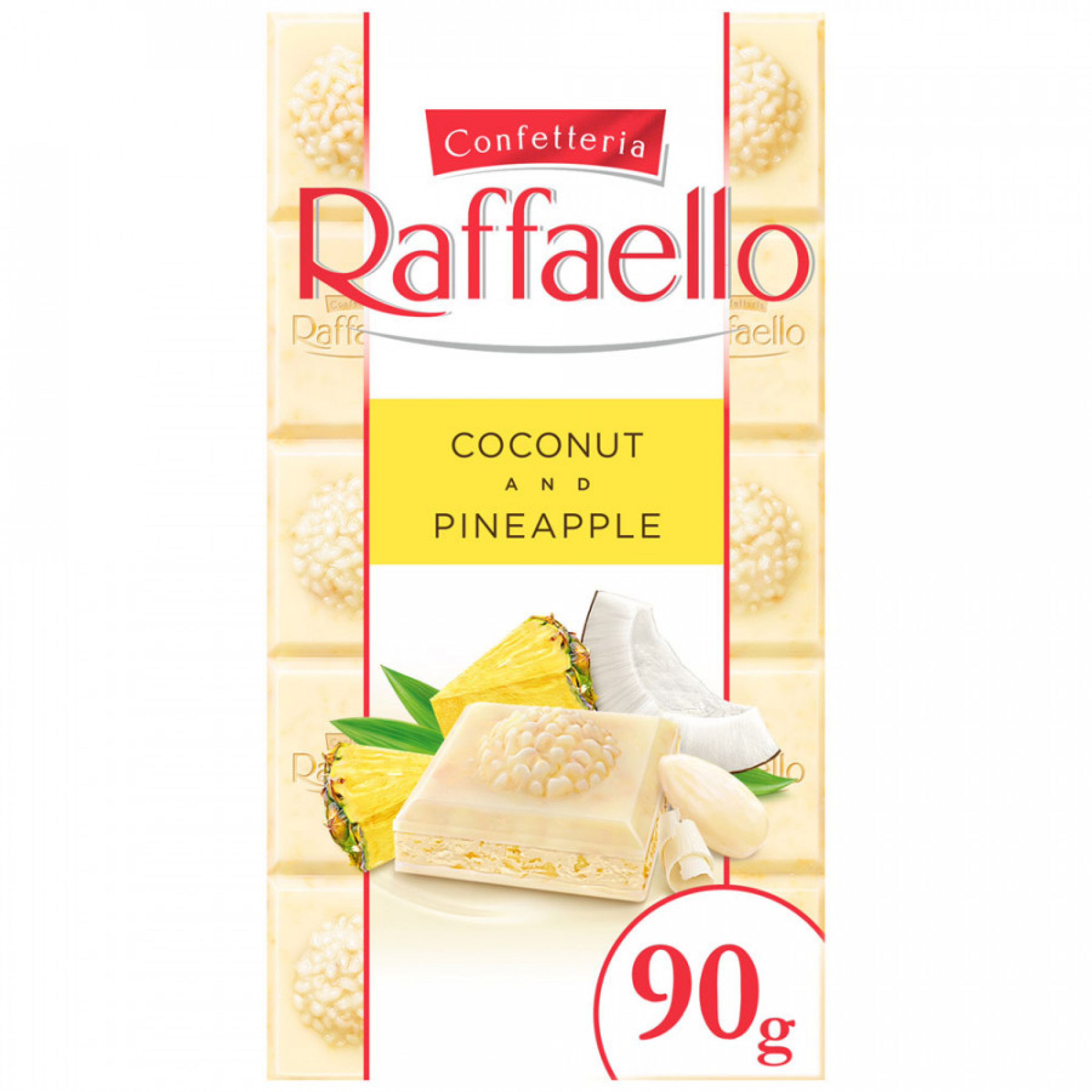 Белый шоколад Raffaello с ананасом, кокосом и миндалем 90 г