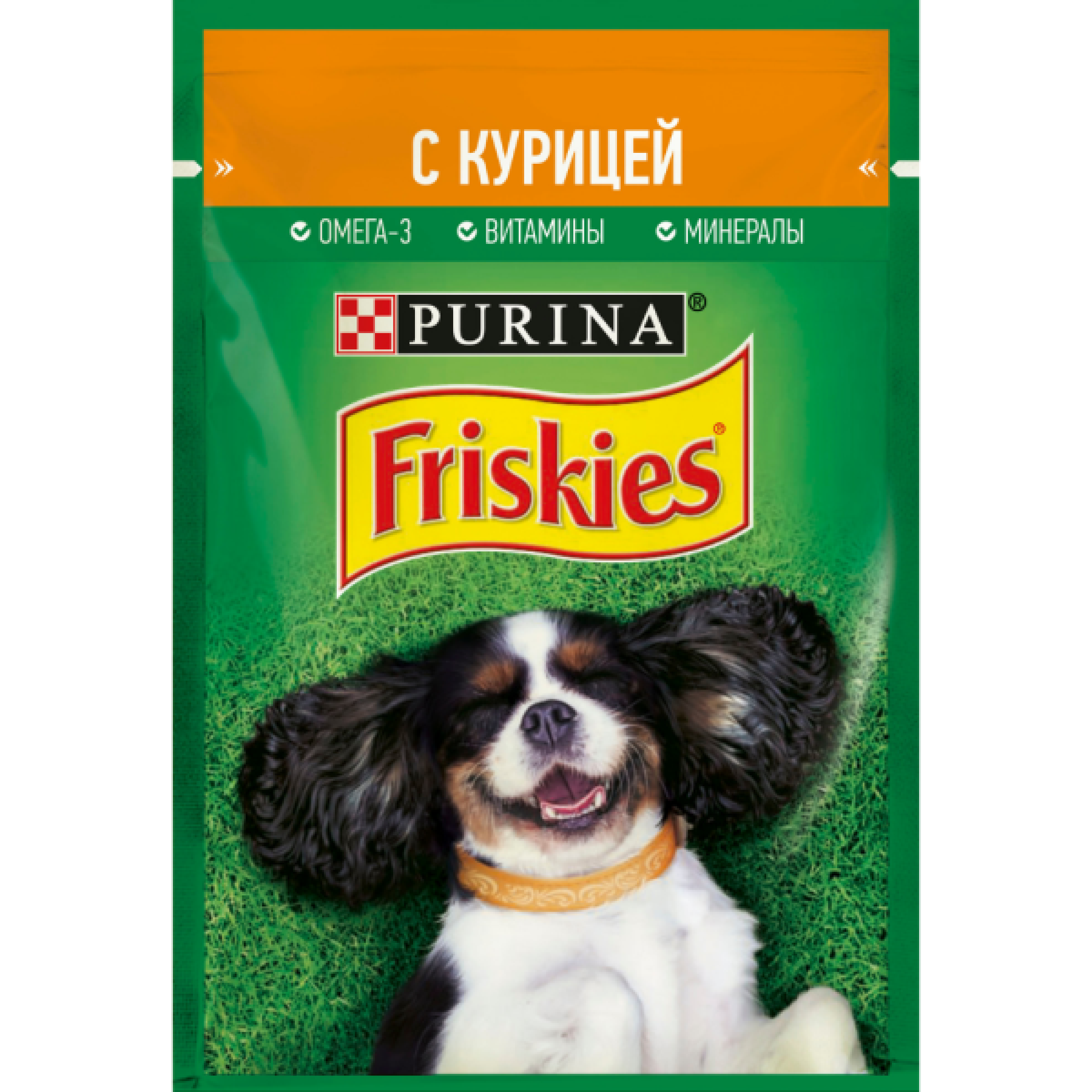 Влажный корм Friskies® для взрослых собак, кусочки с курицей в подливе, Пауч, 85 г