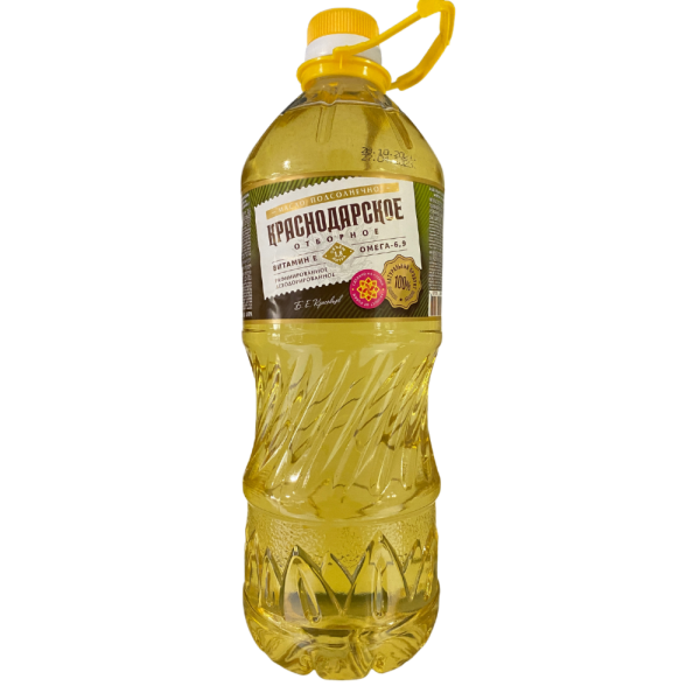 Масло подсолнечное Краснодарское отборное рафинированное дезодорированное, 1,8 л
