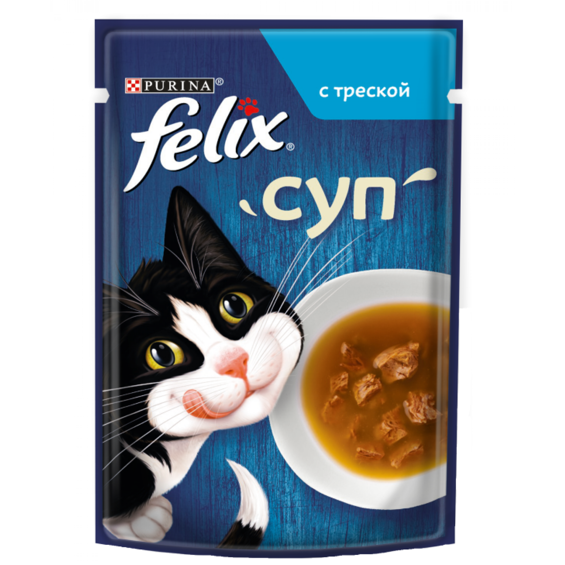 Влажный корм Суп для взрослых кошек Felix с треской 48 г