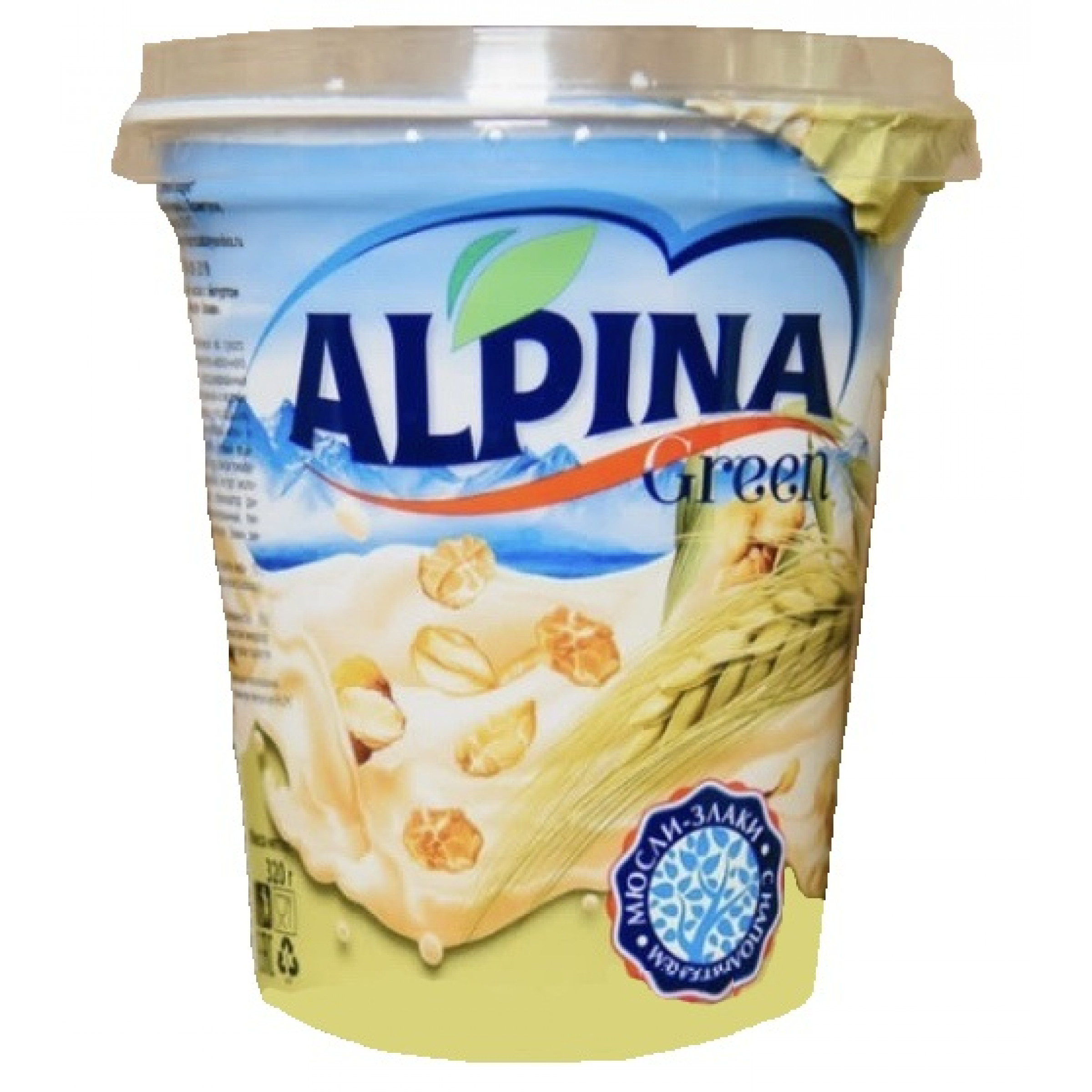 Крем на растительных маслах с йогуртом со вкусом мюсли - злаки 15 % 320 г ТМ Alpina Green