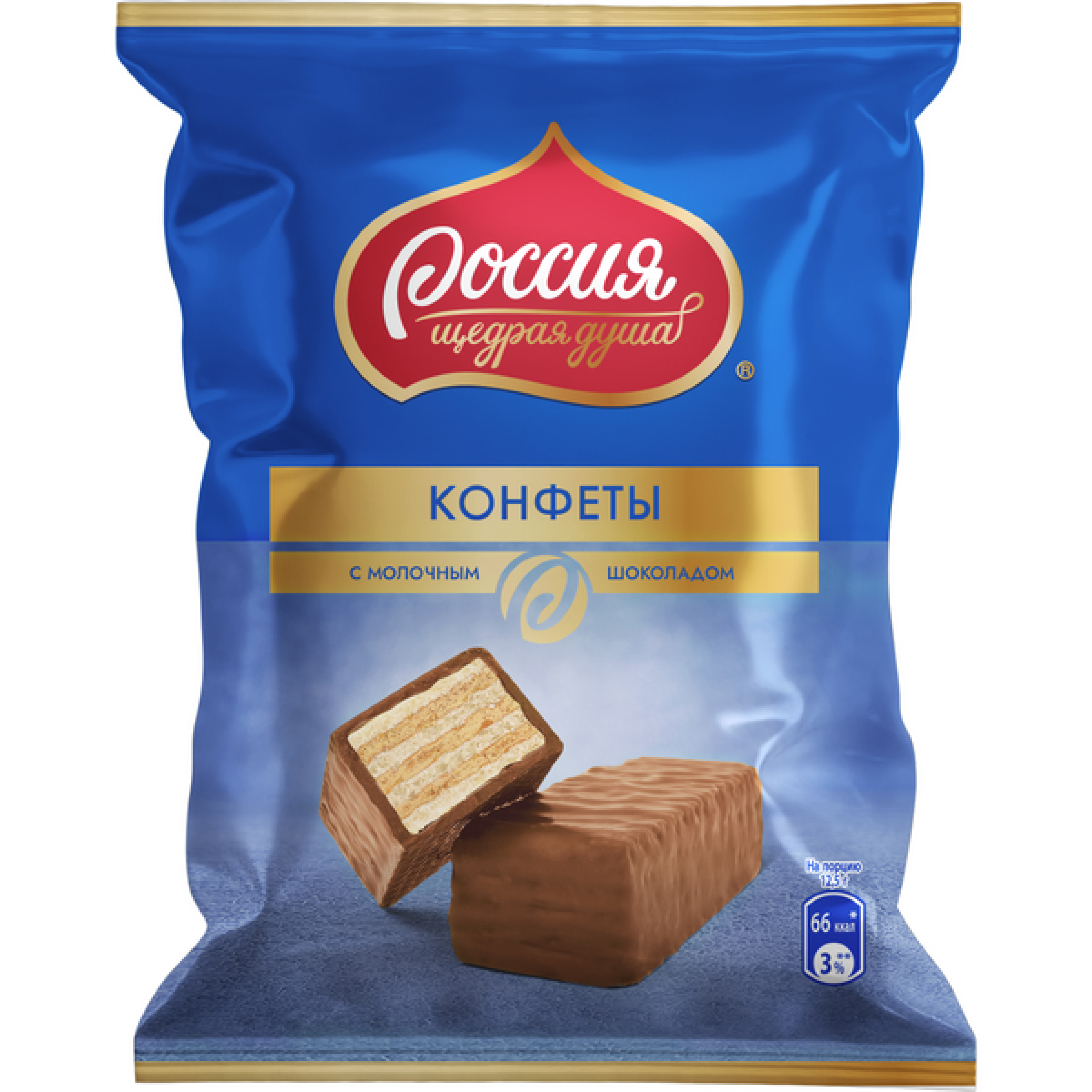 Конфеты Россия - щедрая душа с вафлей и молочным шоколадом 128 г