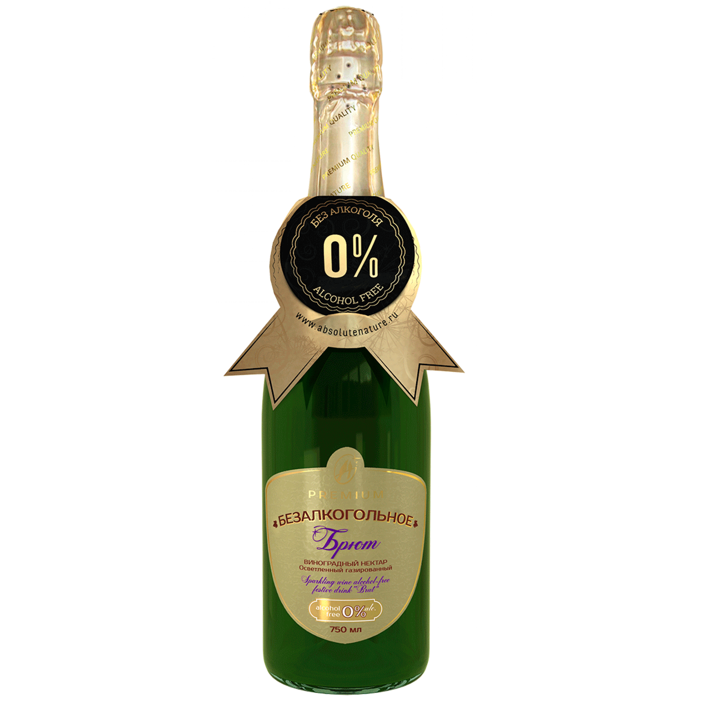Безалкогольное взрослое шампанское Absolute Nature Брют, 750 мл