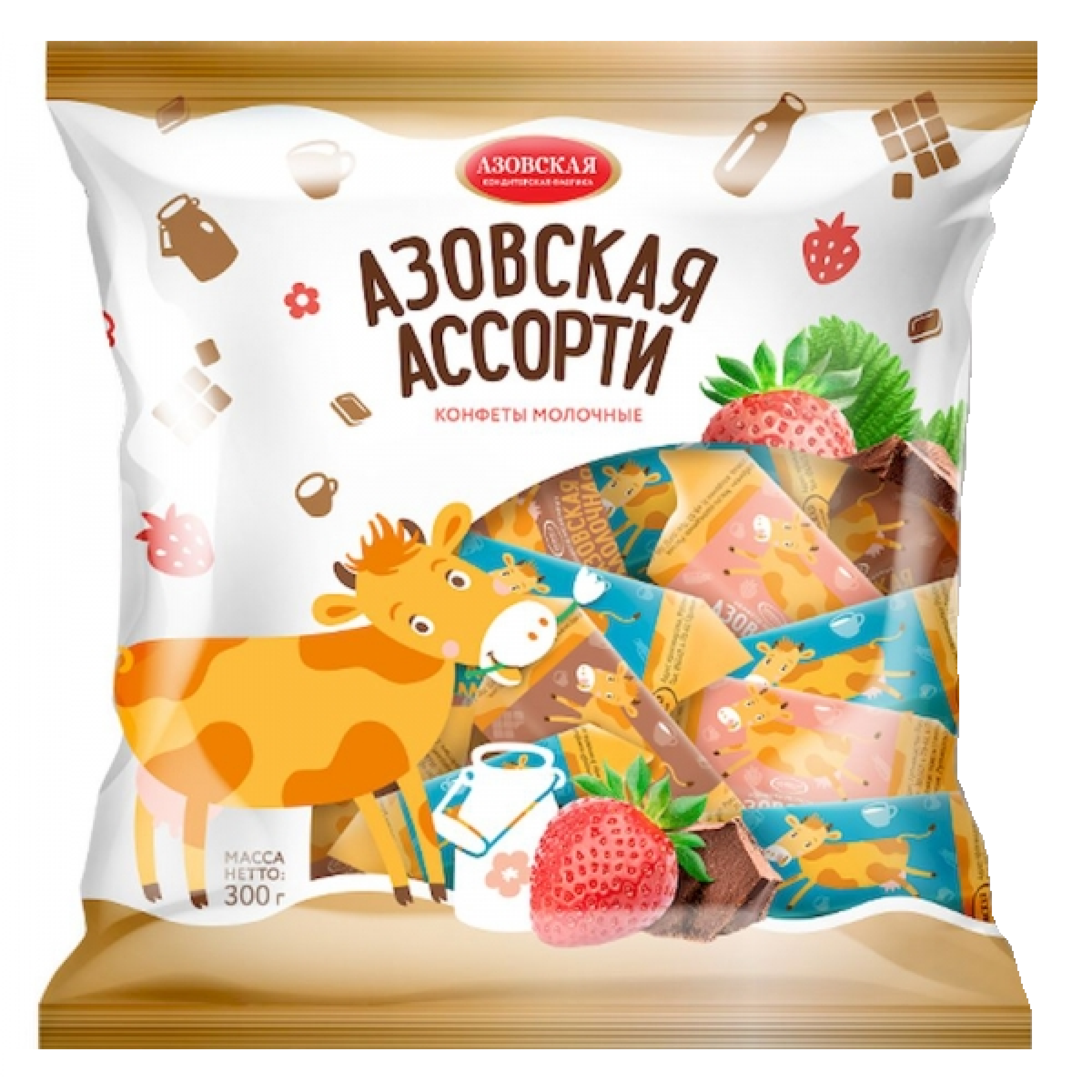 Молочные конфеты Азовская ассорти 300 г Азовская кондитерская фабрика