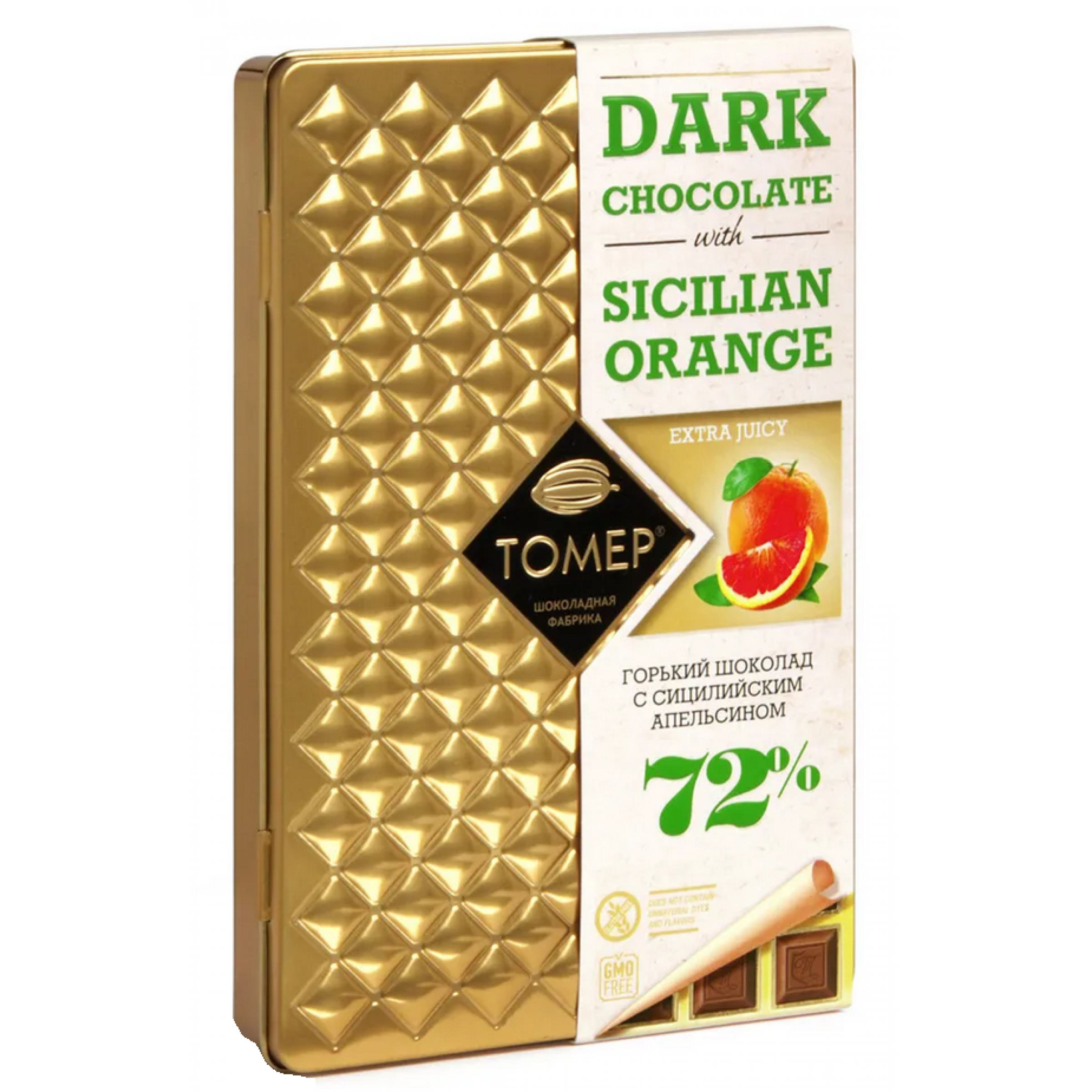 Горький шоколад Томер с сицилийским апельсином 72 % 90 г