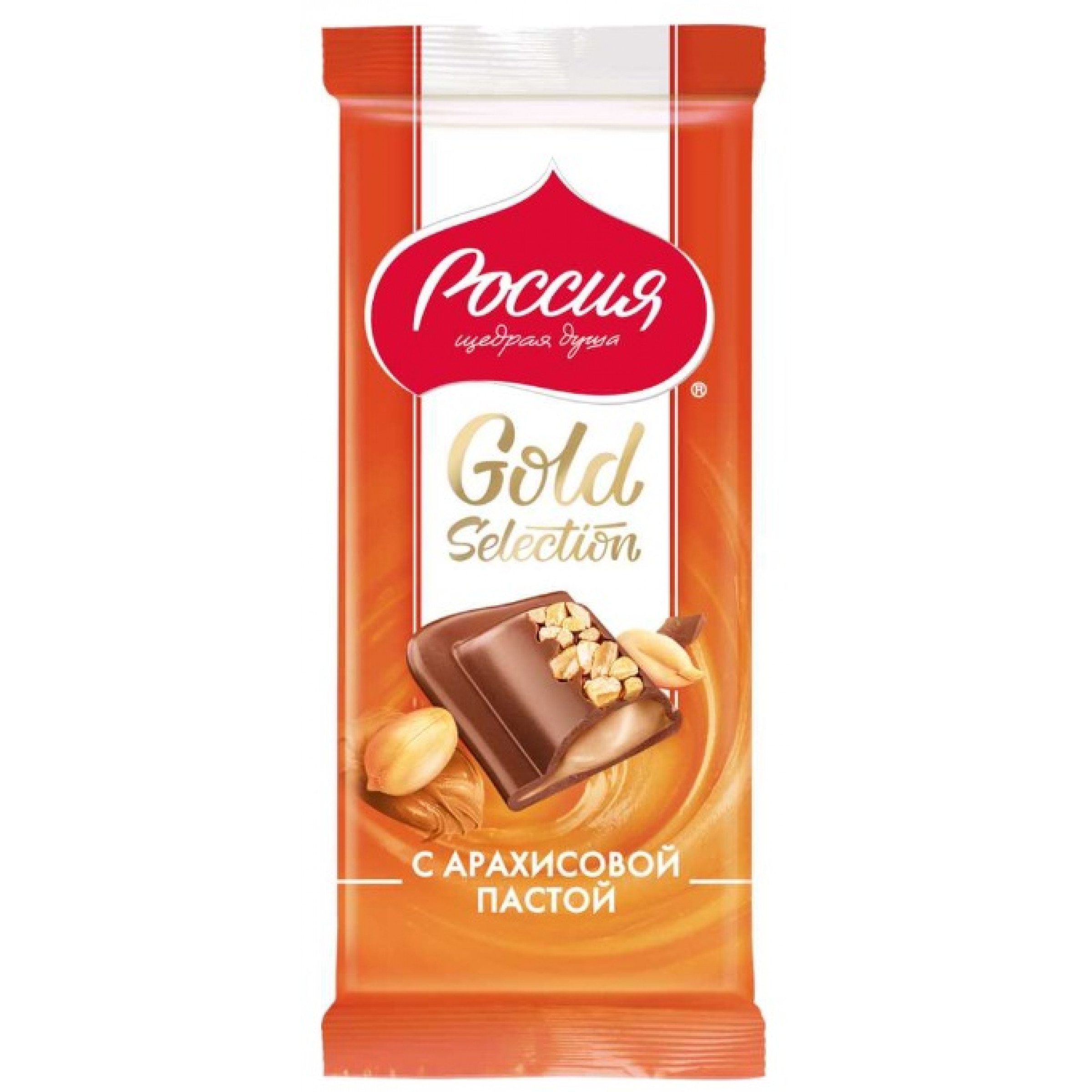Шоколад Россия - щедрая душа Gold Selection с арахисовой пастой 85 г