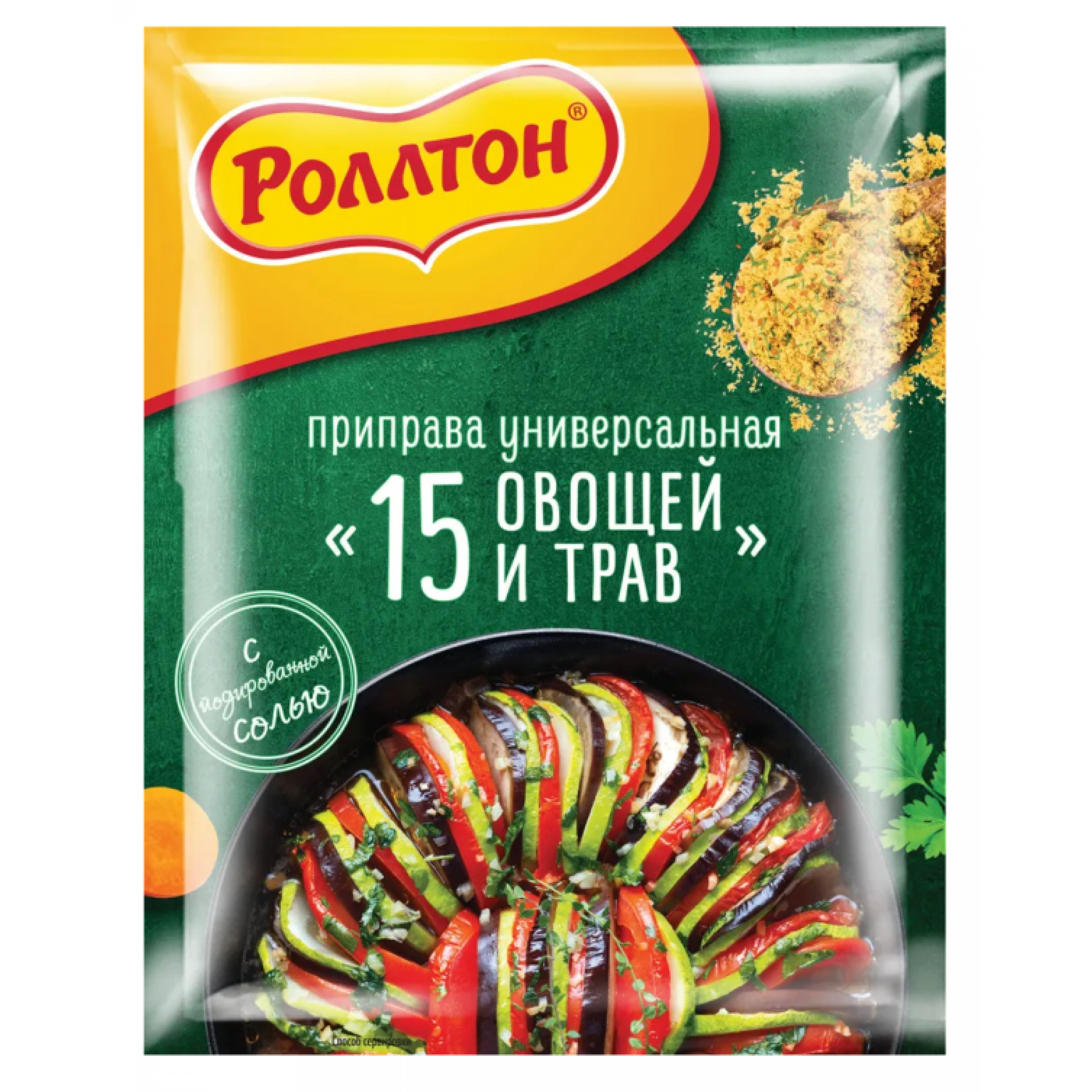 Приправа роллтон Универсальная 15 овощей и трав 80 г