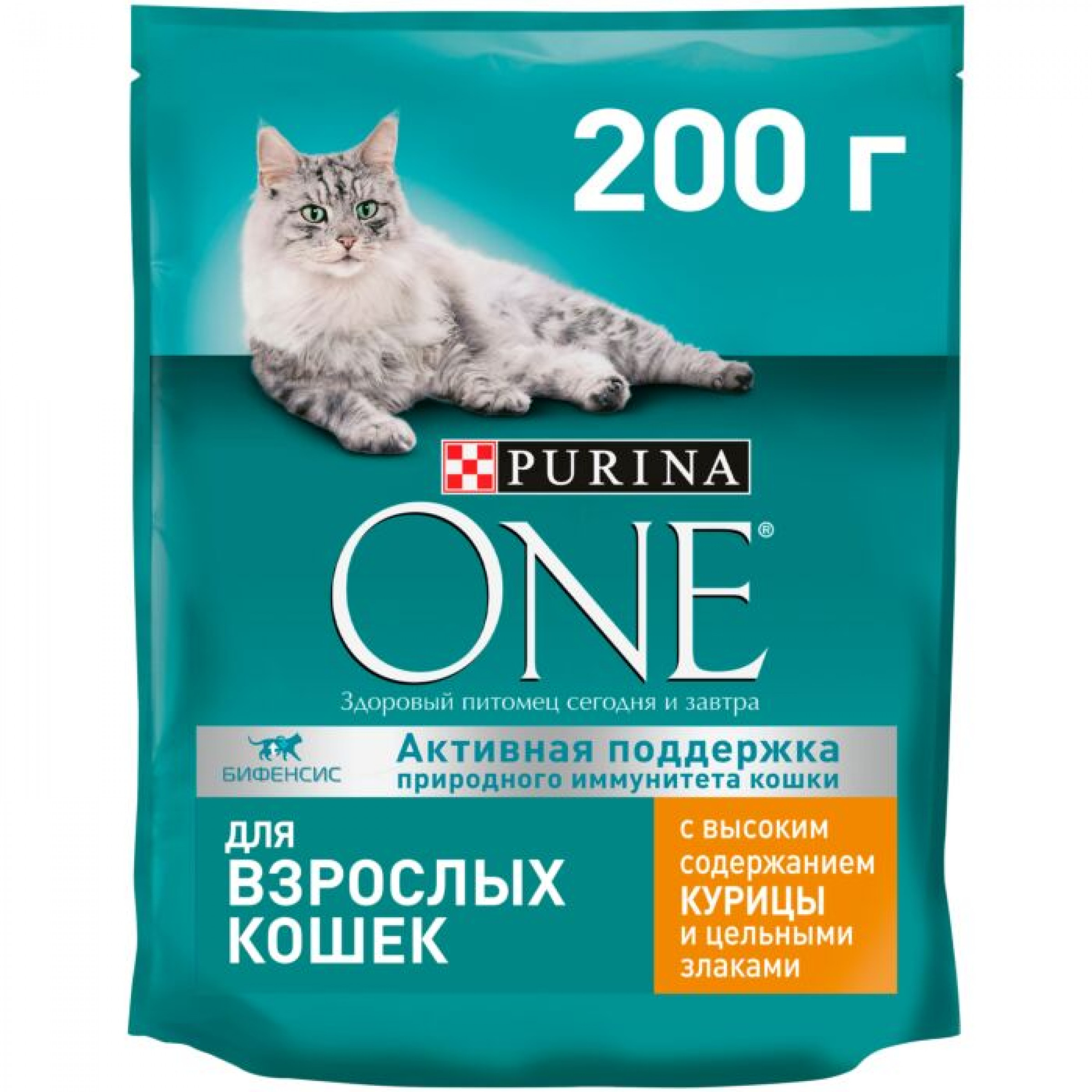 Сухой корм Purina One для взрослых кошек с курицей и цельными злаками, 200г