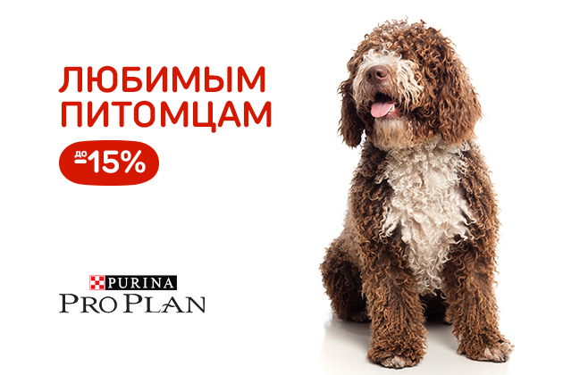Любимым питомцам корм Pro Plan до -15%