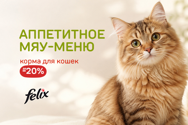 "АППЕТИТНОЕ МЯУ-МЕНЮ корма для кошек до -20%"