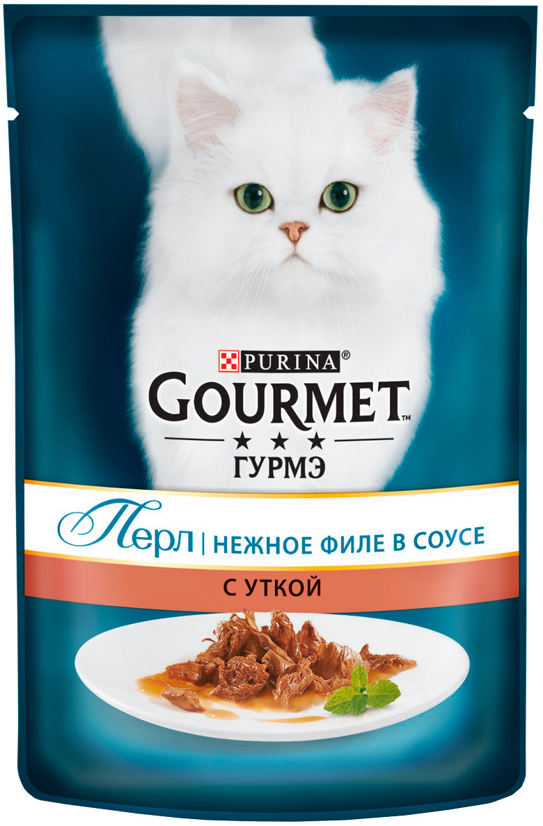 Влажный корм Gourmet Перл Нежное Филе для кошек с уткой в соусе, 75 г -  купить с доставкой в Ростове-на-Дону - STORUM