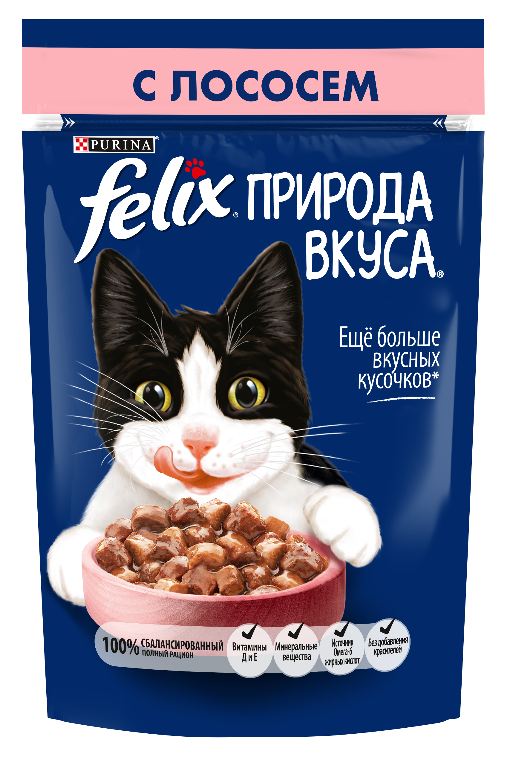 Влажный корм Felix Природа Вкуса для взрослых кошек с лососем в соусе, 85 г  - купить с доставкой в Ростове-на-Дону - STORUM