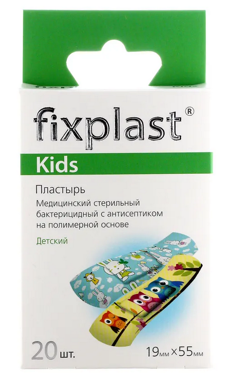 Пластырь стерильный бактерицидный Fixplast Kids на полимерной основе с ...